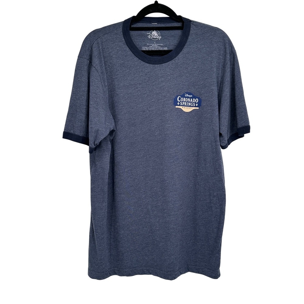 Disney Coronado Springs Resort Ringer T-Shirt Men Large Blue Heather Graphic Tee